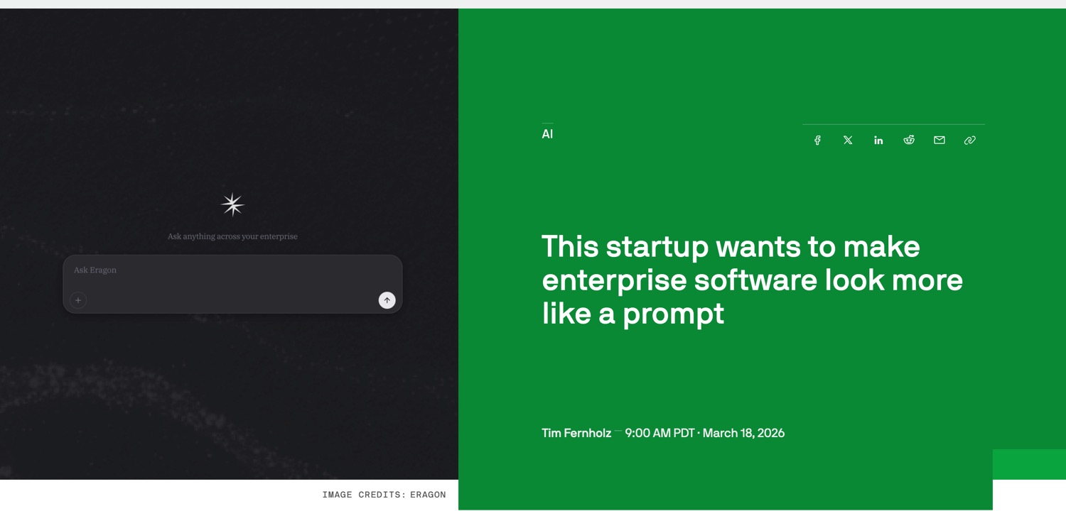 TechCrunch article: this startup wants to make enterprise software look more like a prompt